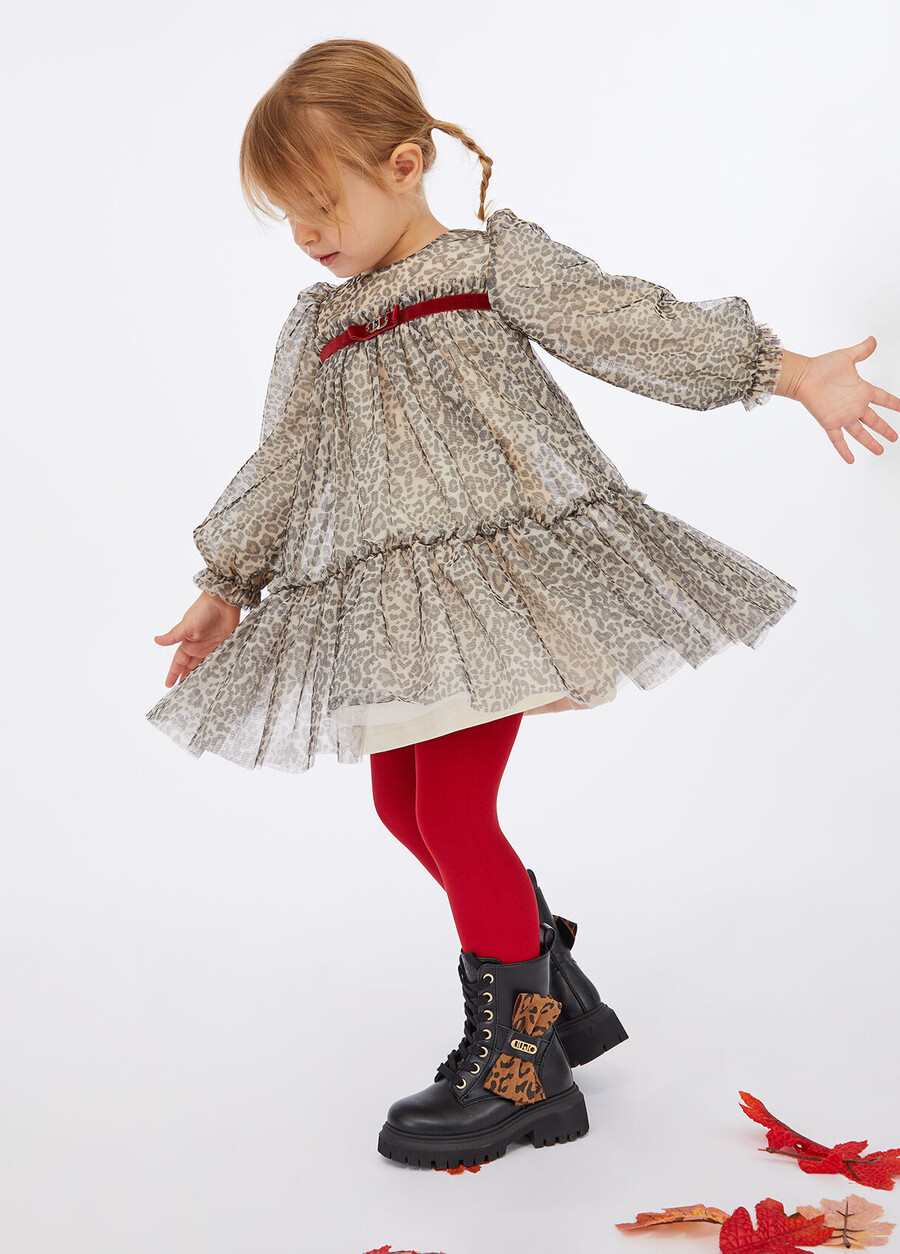 abito in tulle con stampa animalier
