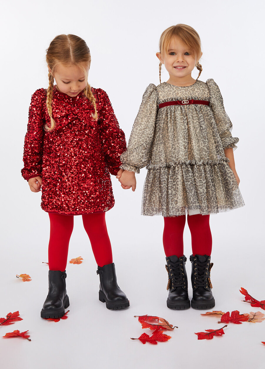 abito in tulle con stampa animalier