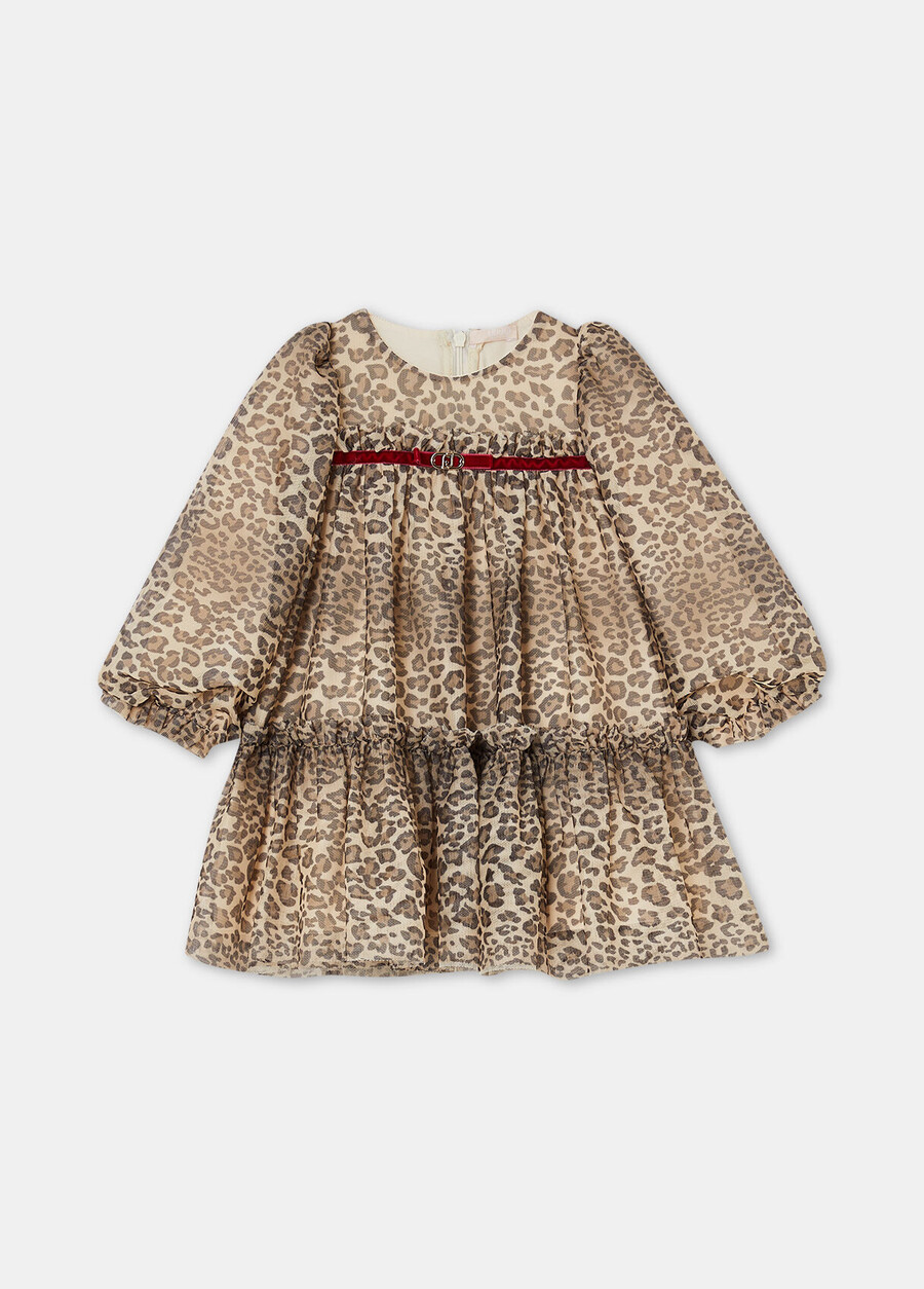 abito in tulle con stampa animalier