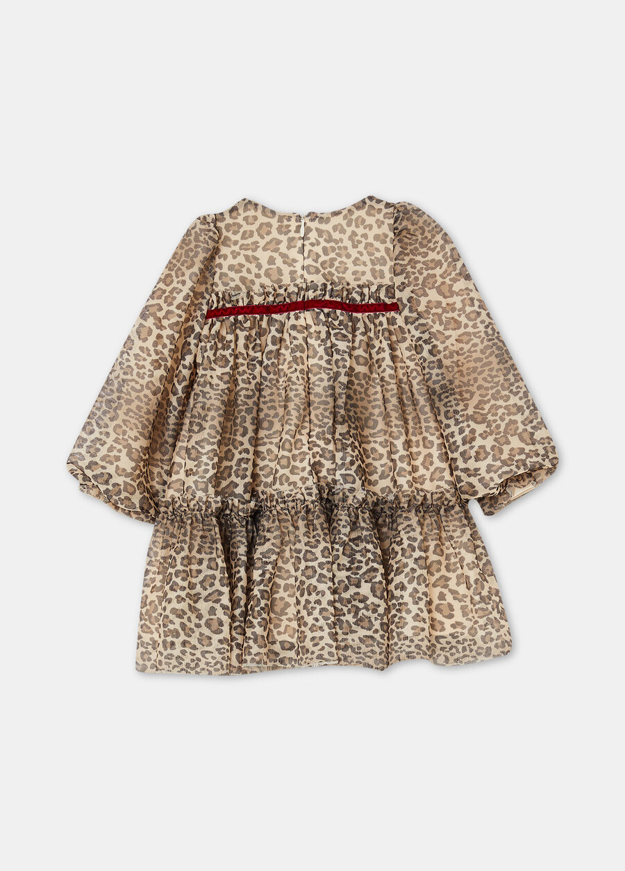abito in tulle con stampa animalier