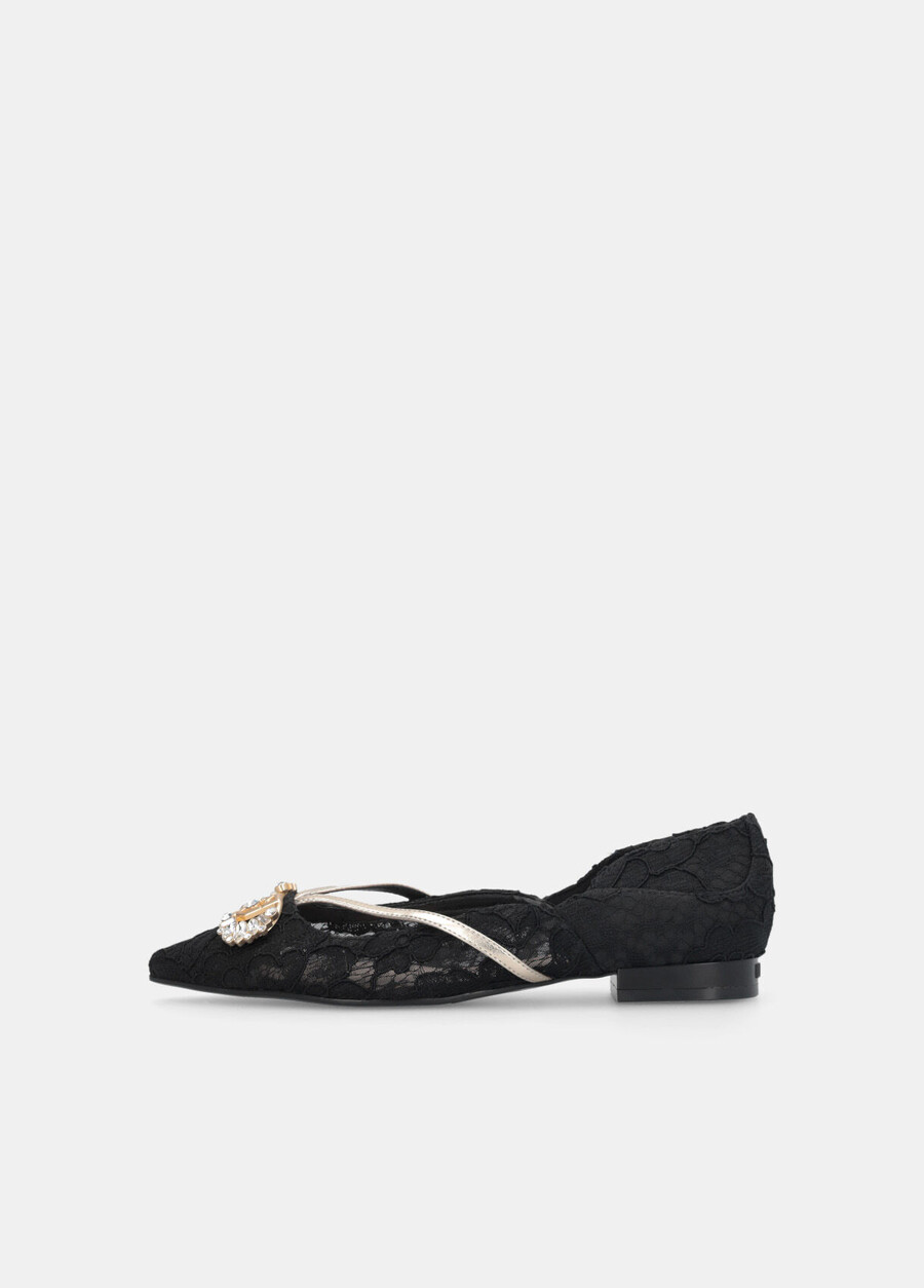 ballerine in pizzo con logo gioiello