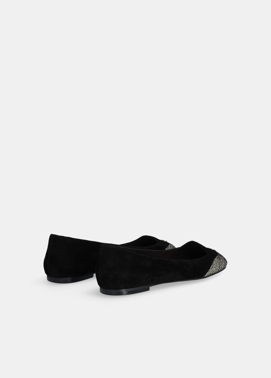 ballerine in pelle scamosciata con dettagli craquelé