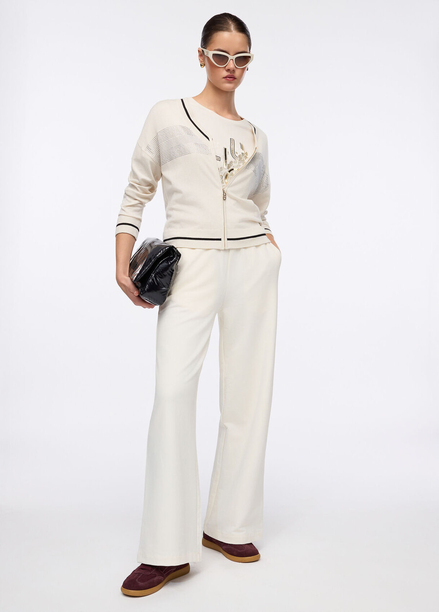 cardigan con cerniera e strass