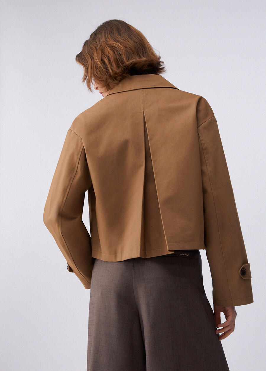 trench corto in gabardine