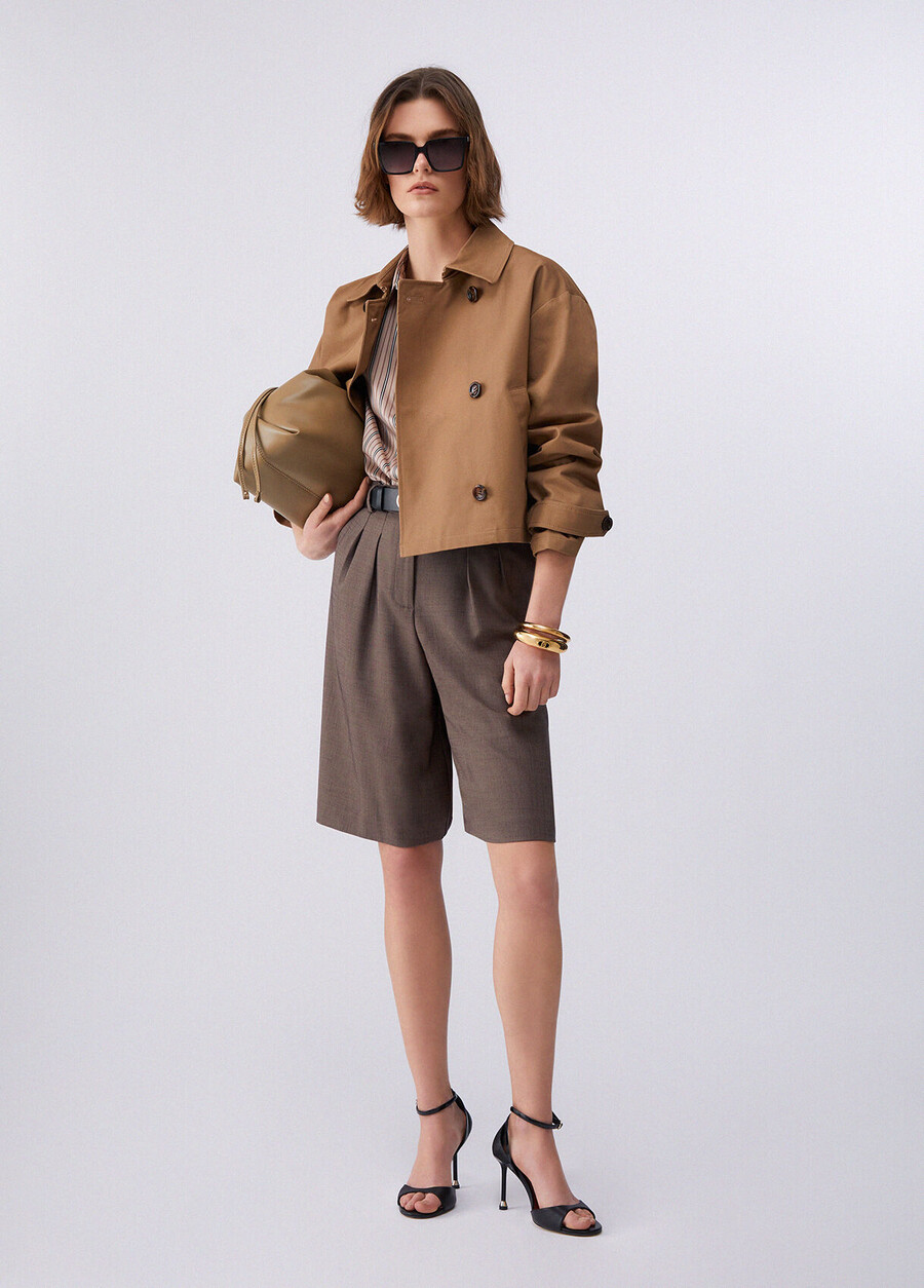 trench corto in gabardine