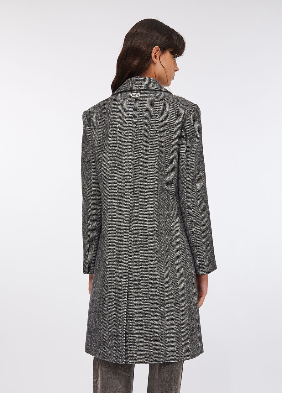 cappotto a spina di pesce in misto lana