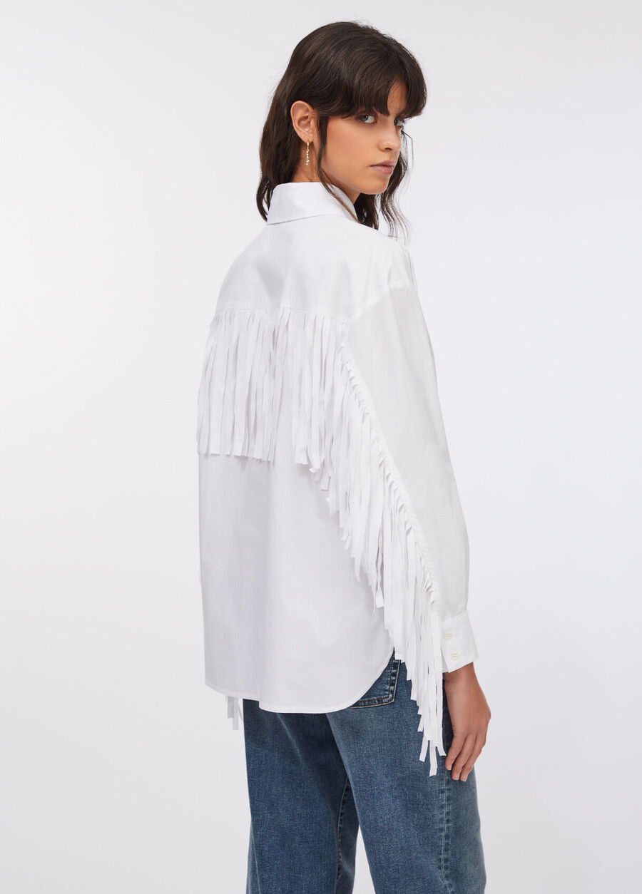 camicia in popeline con frange