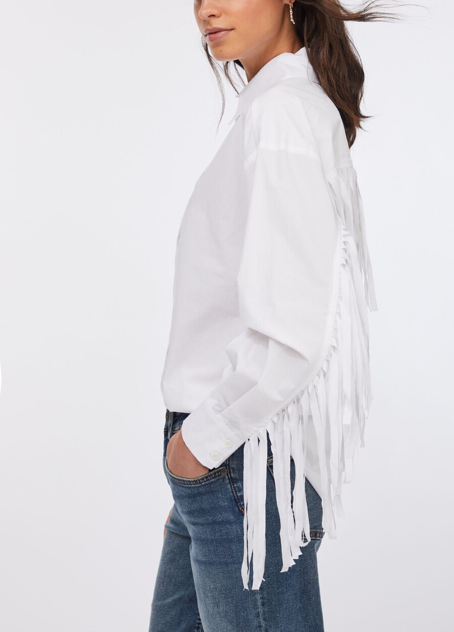 camicia in popeline con frange