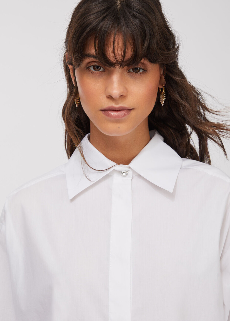 camicia in popeline con frange