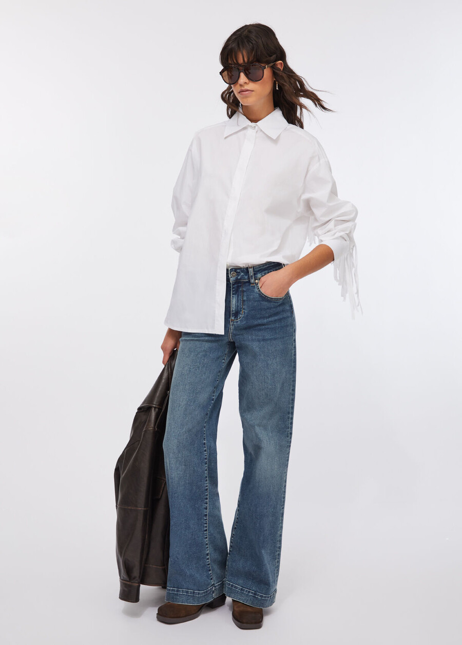 camicia in popeline con frange