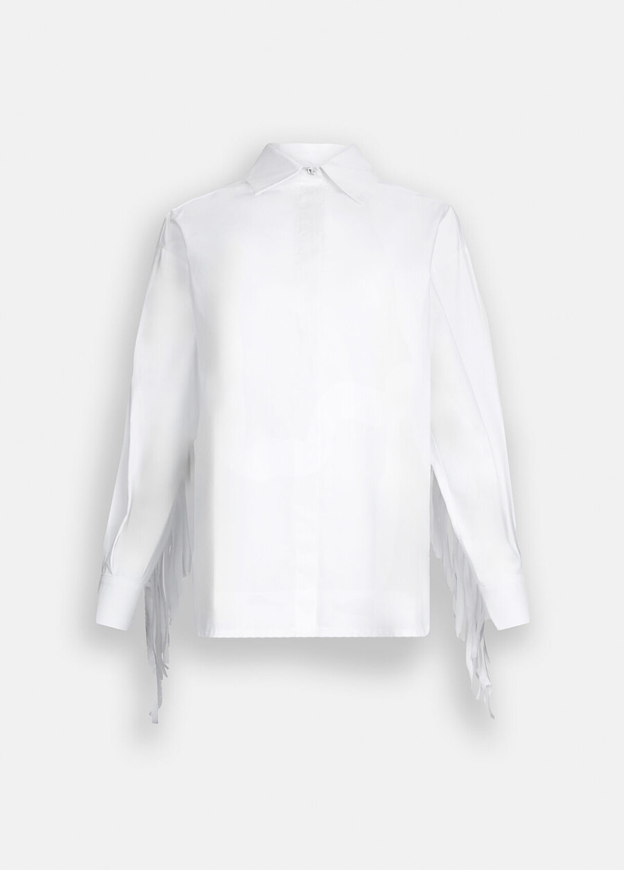 camicia in popeline con frange