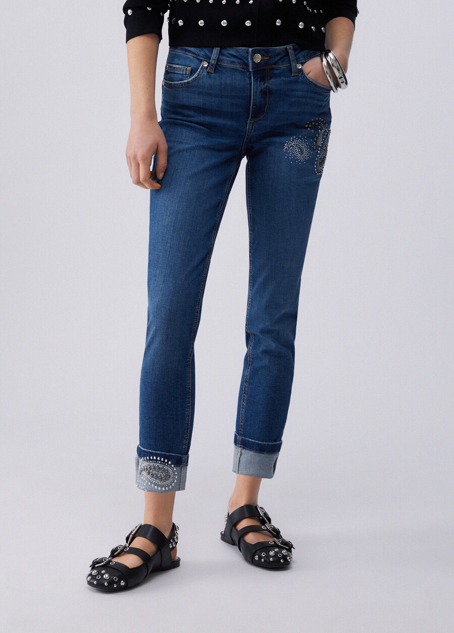 jeans skinny con strass