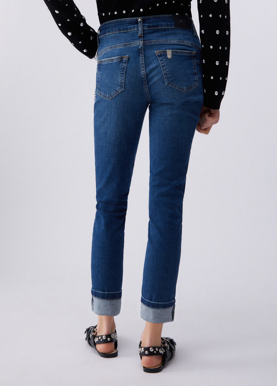 jeans skinny con strass