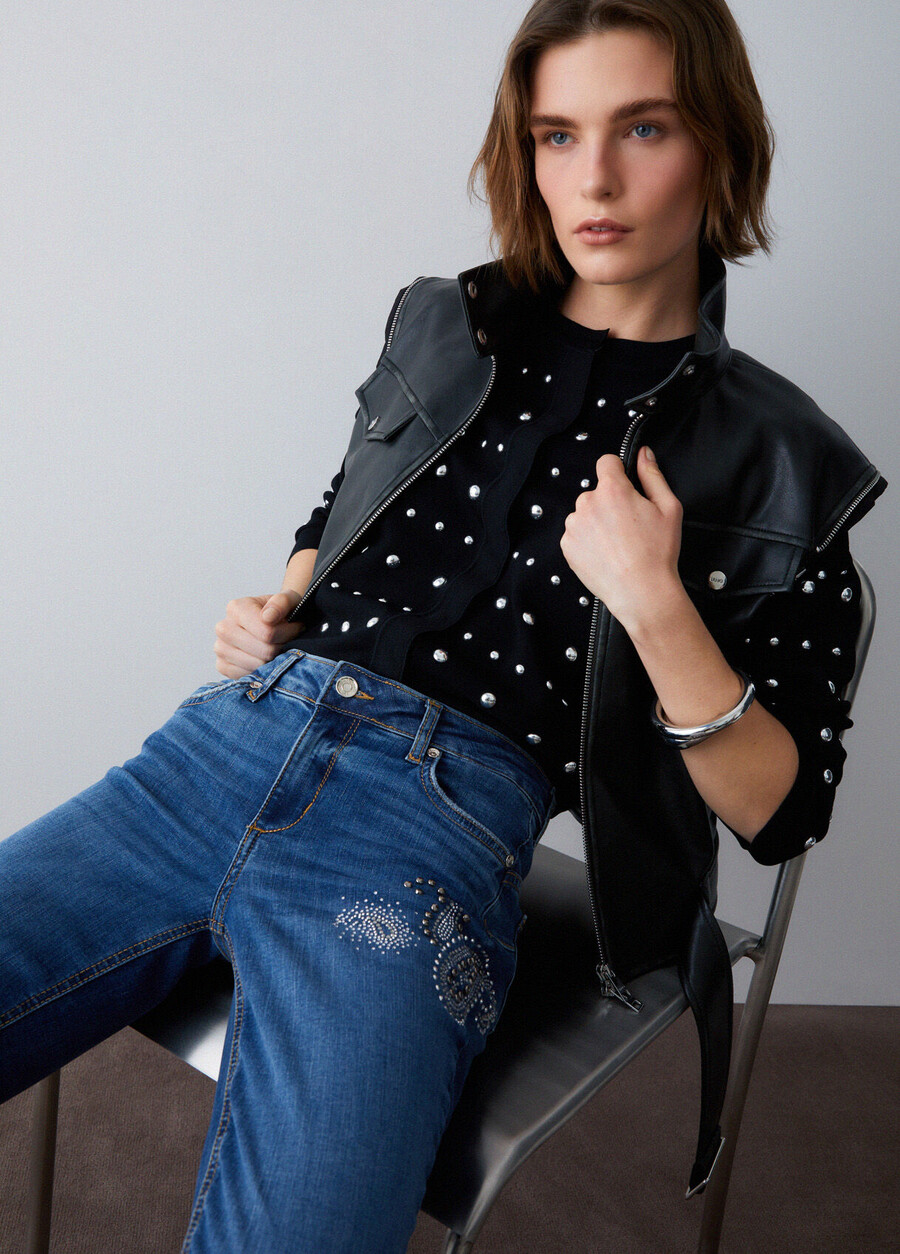 jeans skinny con strass