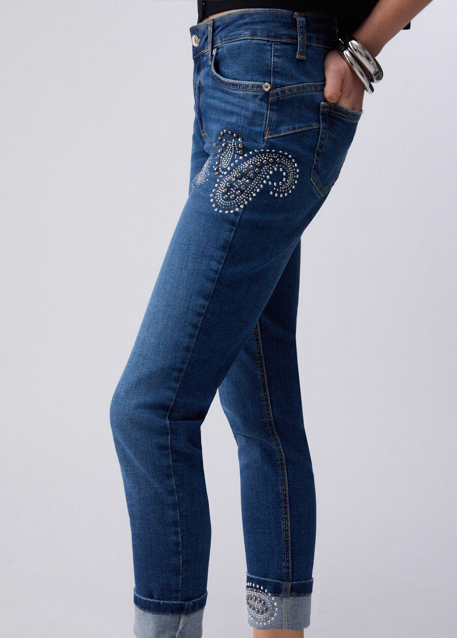 jeans skinny con strass