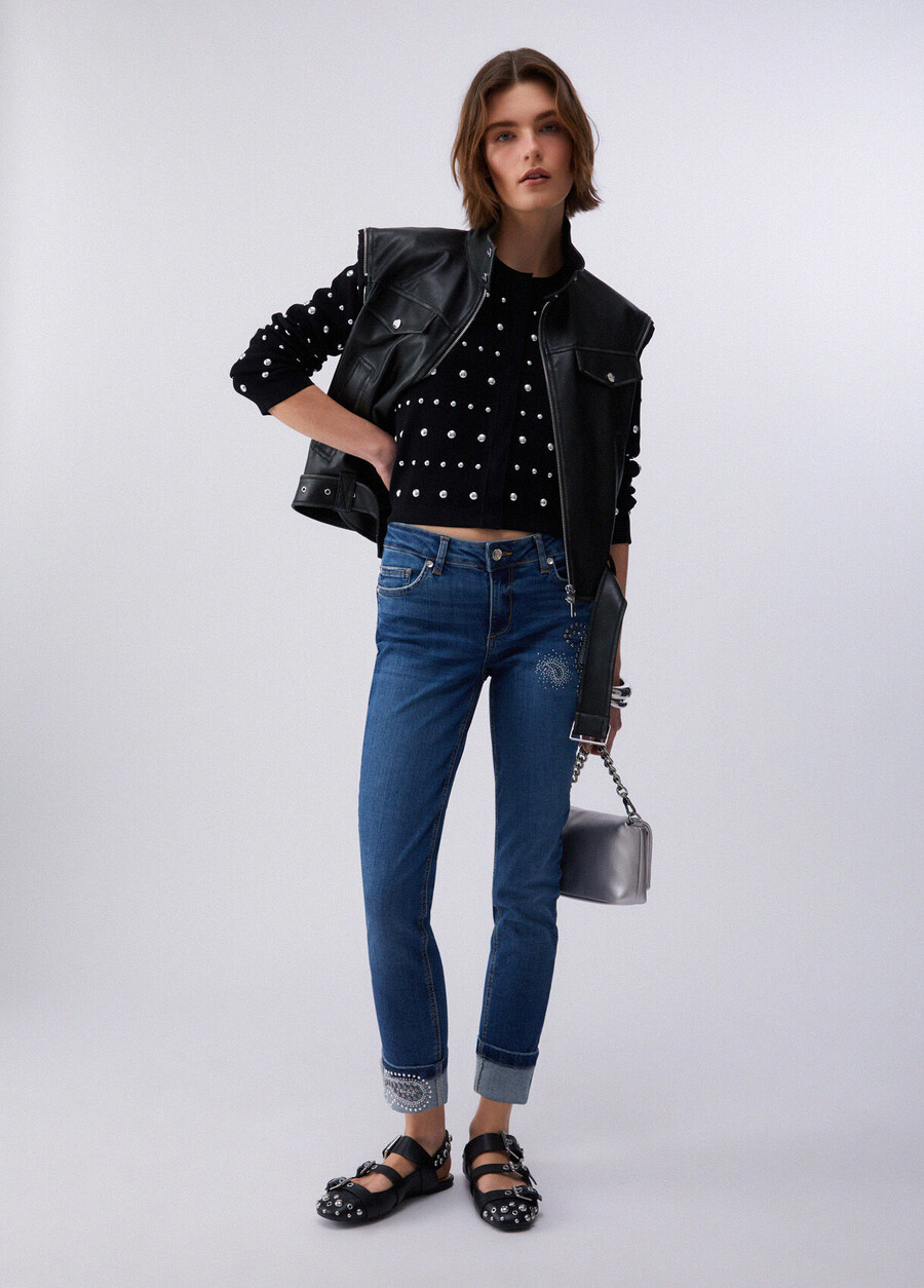 jeans skinny con strass