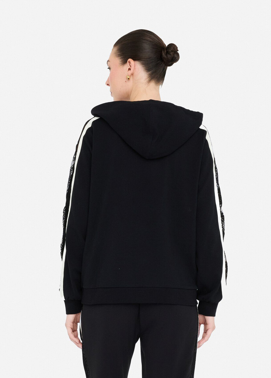 felpa in cotone con pizzo