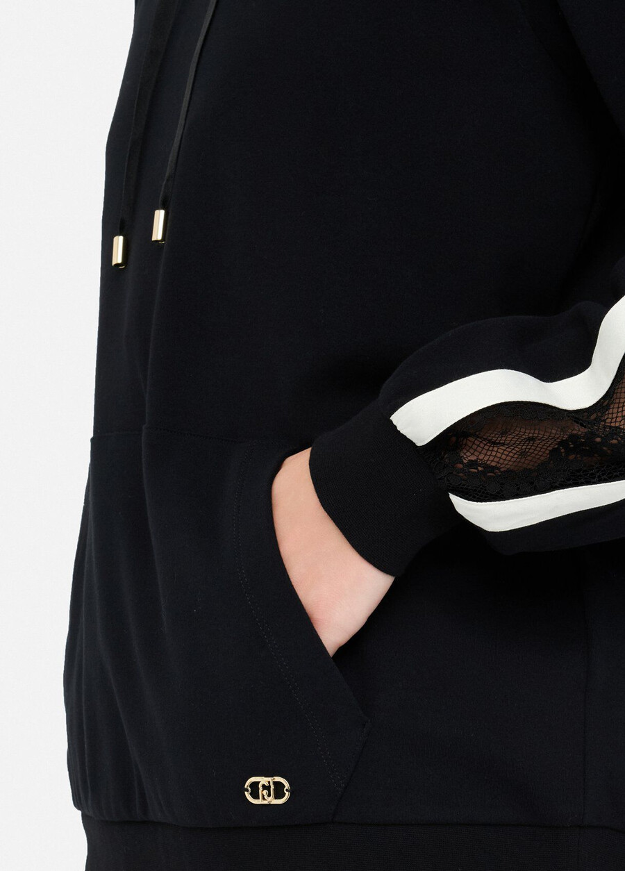 felpa in cotone con pizzo