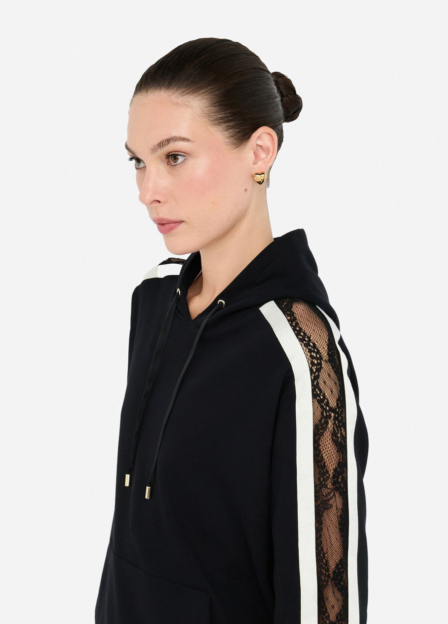 felpa in cotone con pizzo