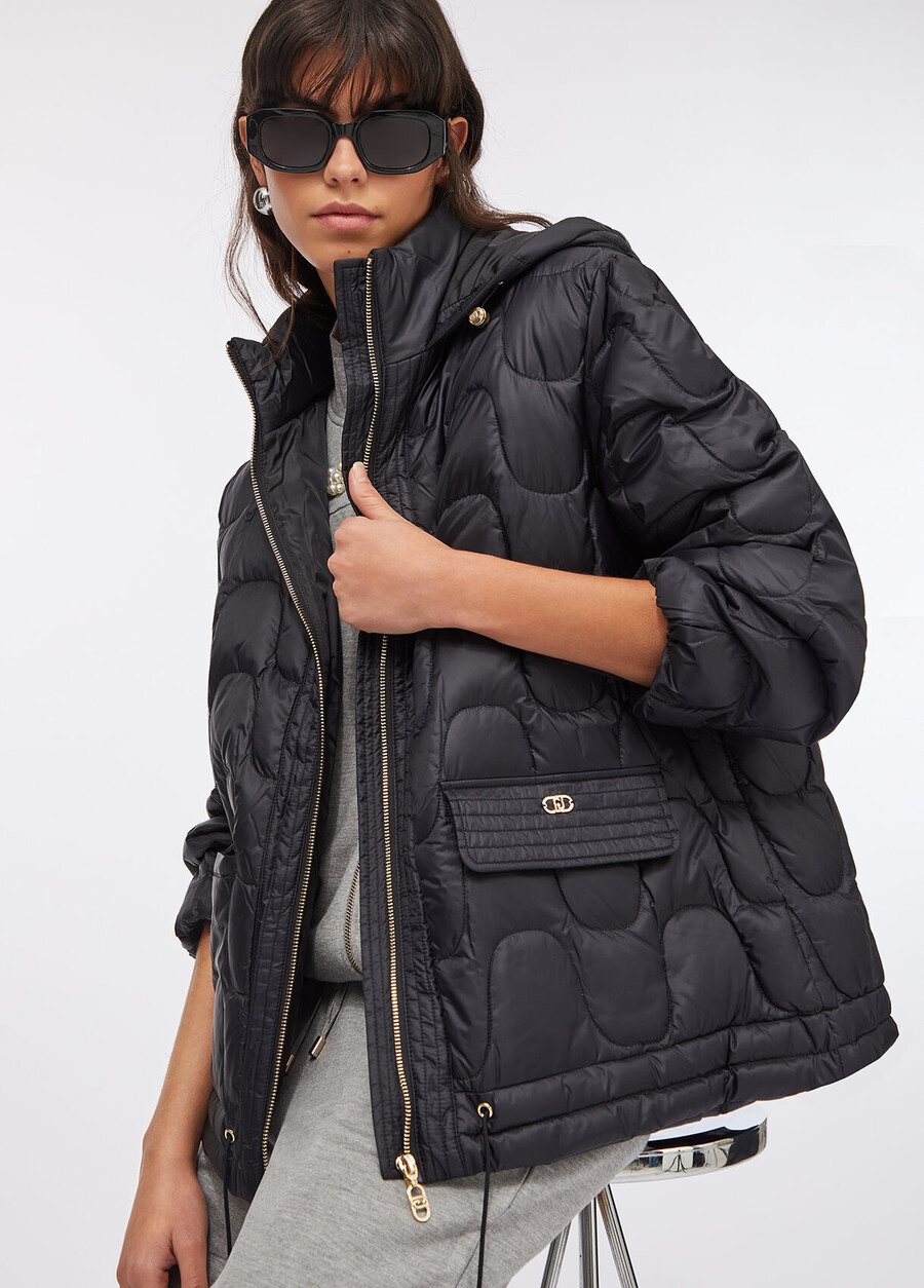 cappotto corto in nylon trapuntato