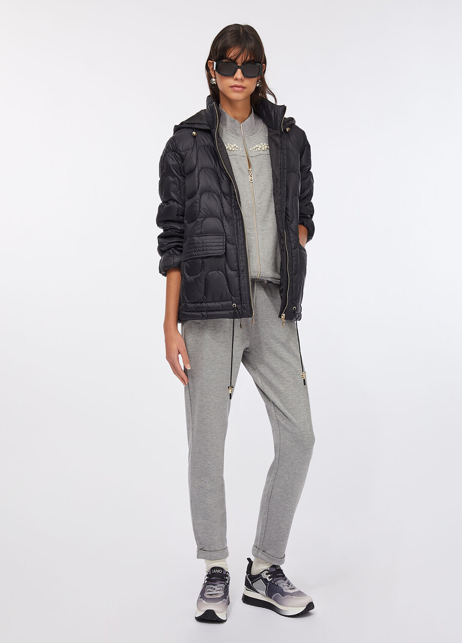 cappotto corto in nylon trapuntato