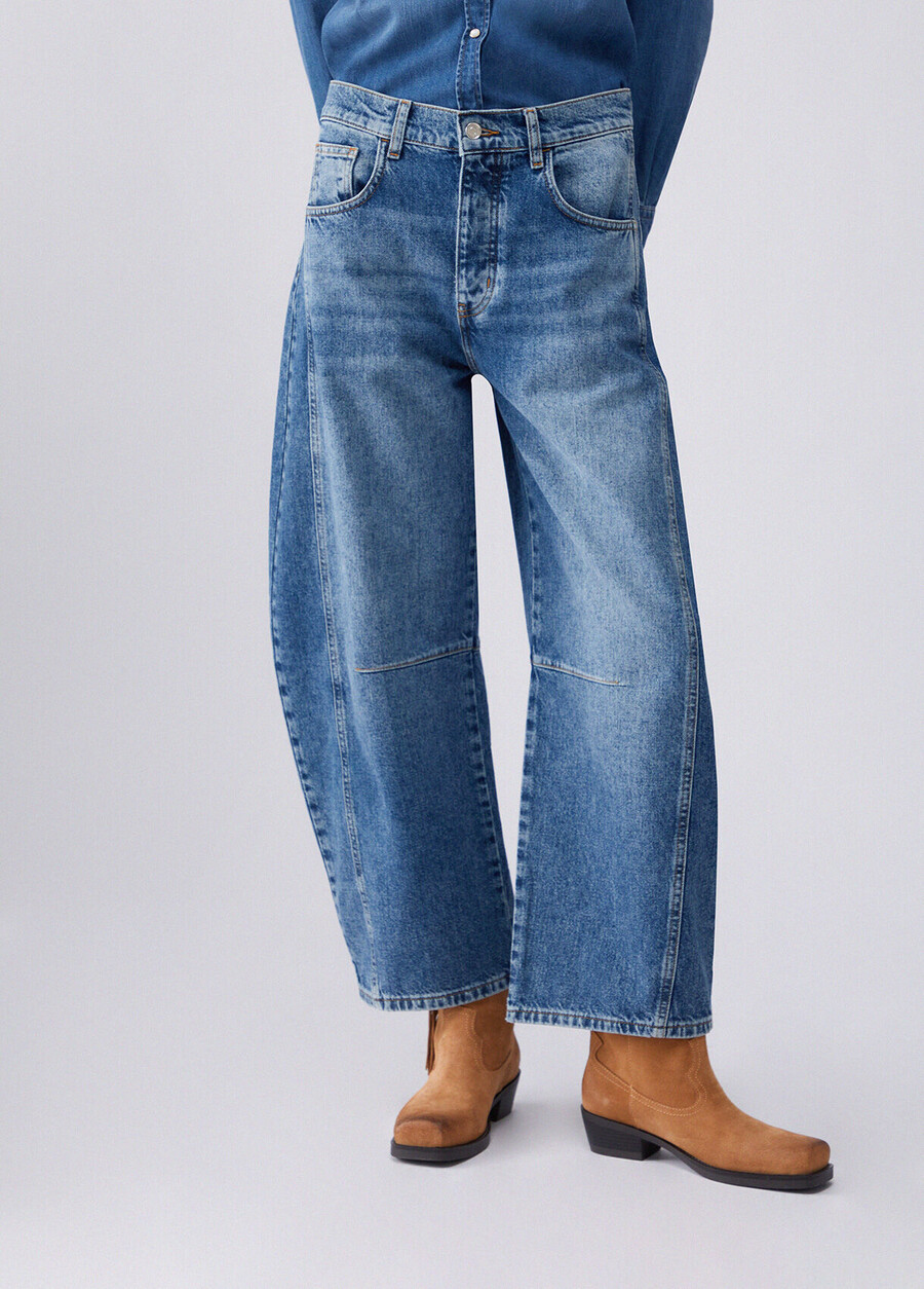 jeans a palloncino a vita bassa
