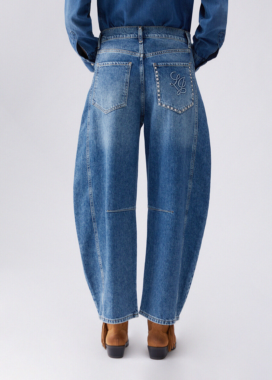 jeans a palloncino a vita bassa