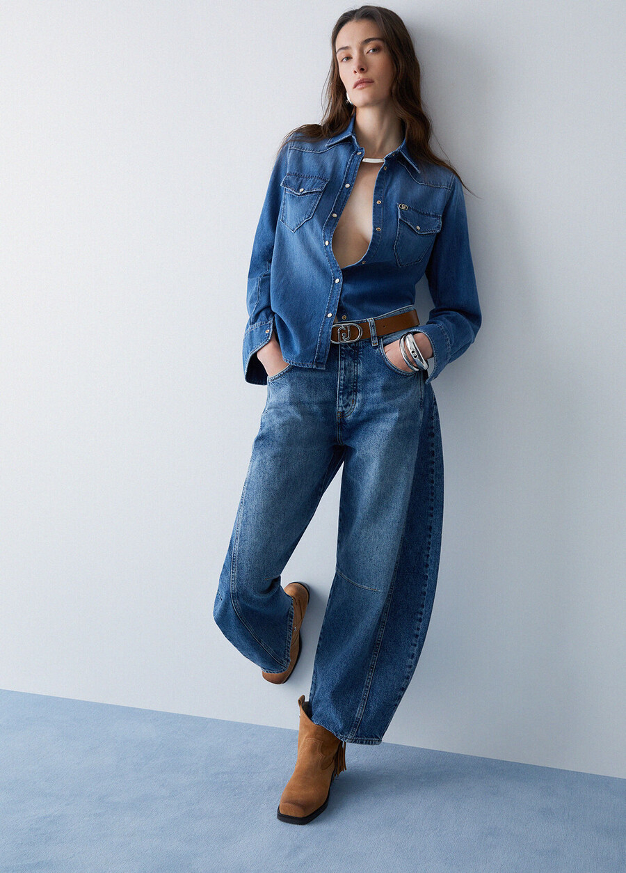 jeans a palloncino a vita bassa