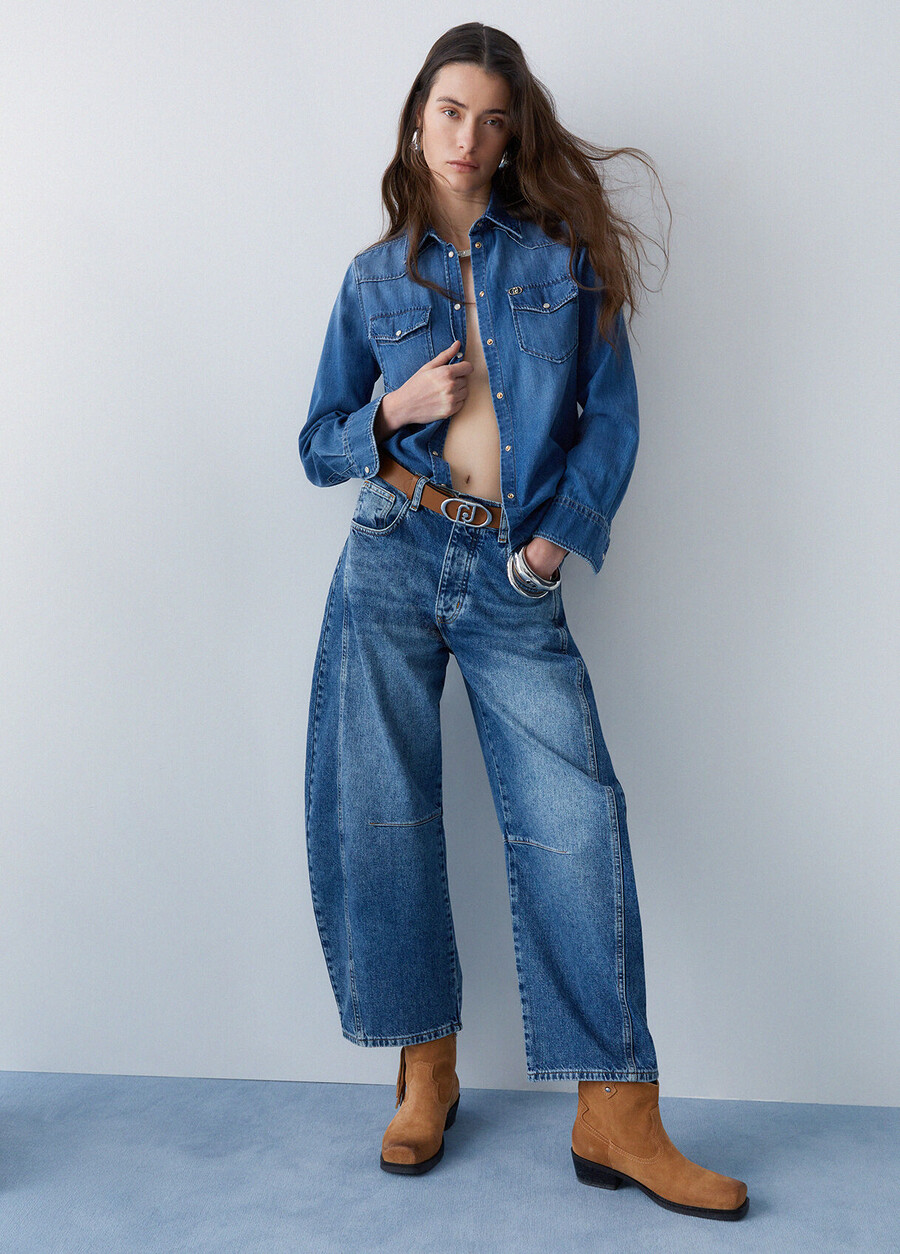 jeans a palloncino a vita bassa