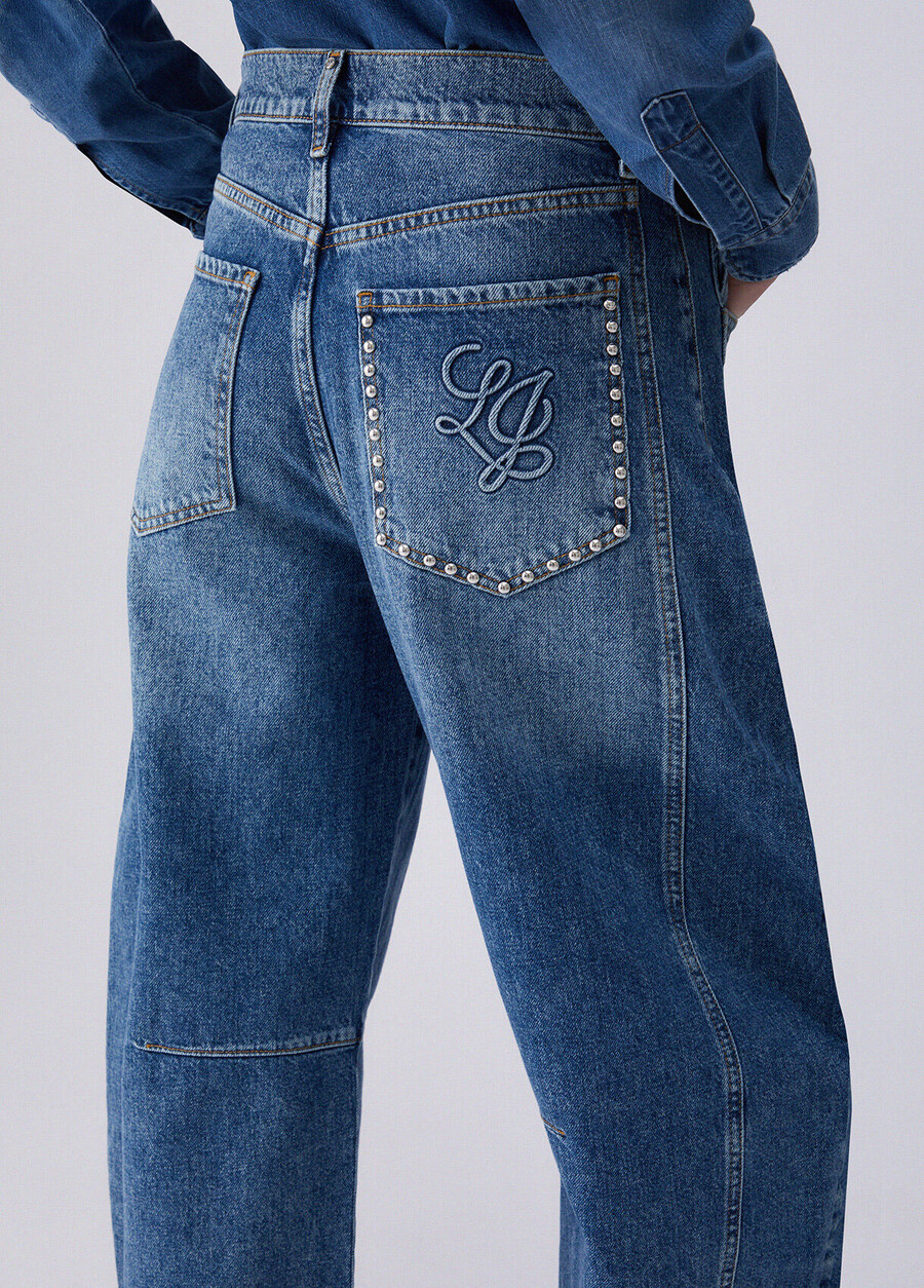 jeans a palloncino a vita bassa