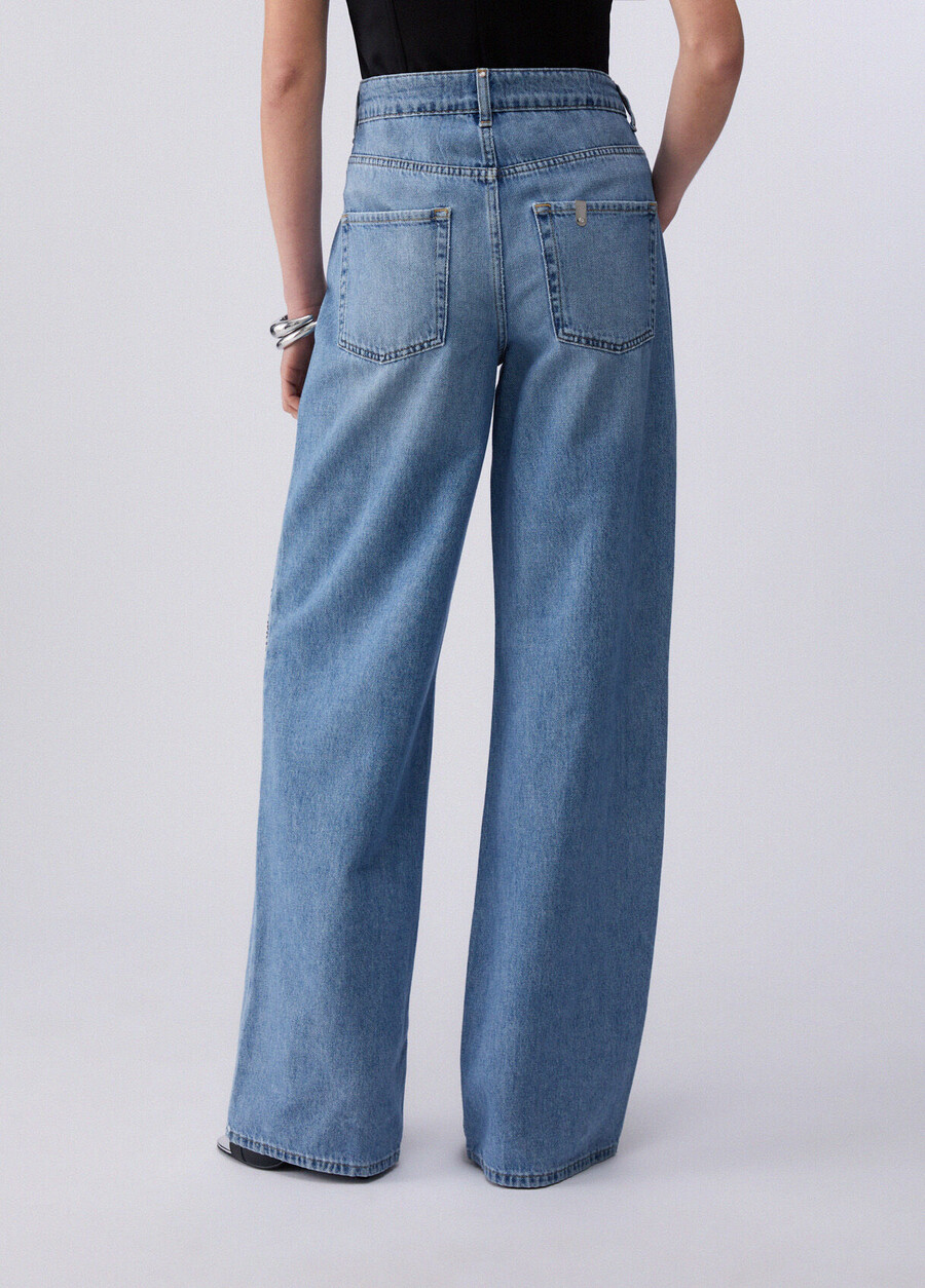 jeans a gamba dritta con strass