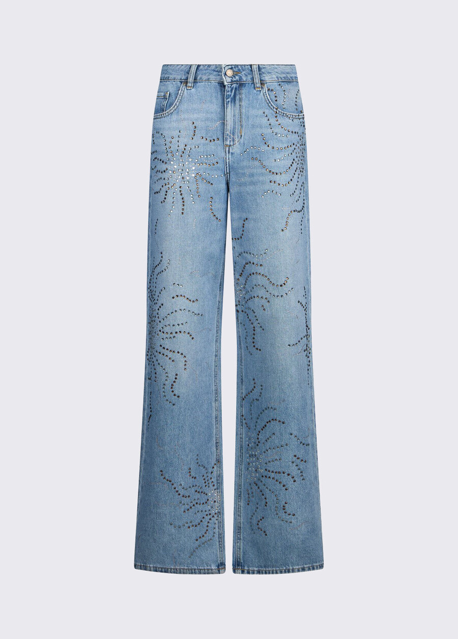 jeans a gamba dritta con strass