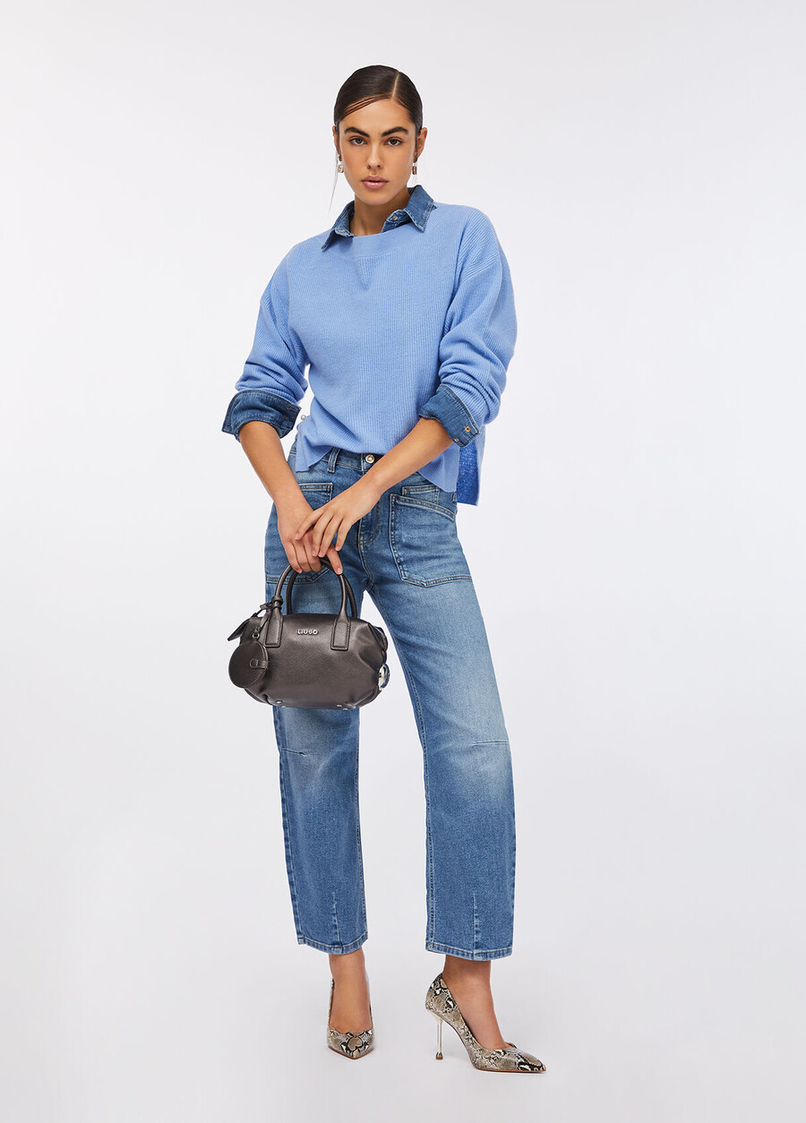 pantaloni a vita alta stile carota