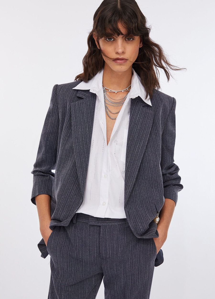 blazer in flanella gessata