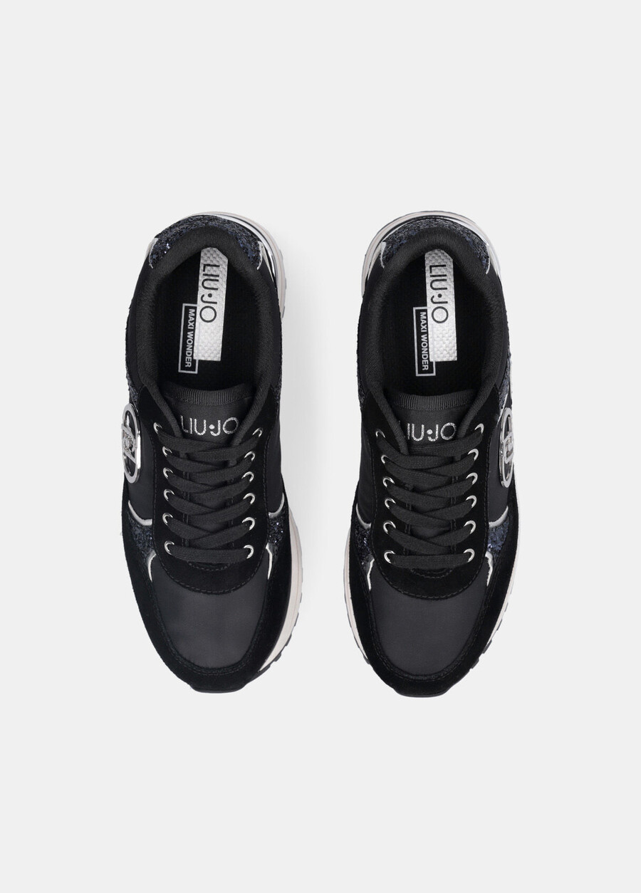 sneakers super platform con glitter e nylon