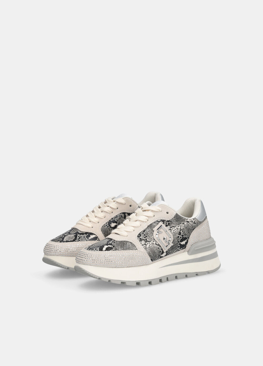 sneakers con stampa serpente e strass