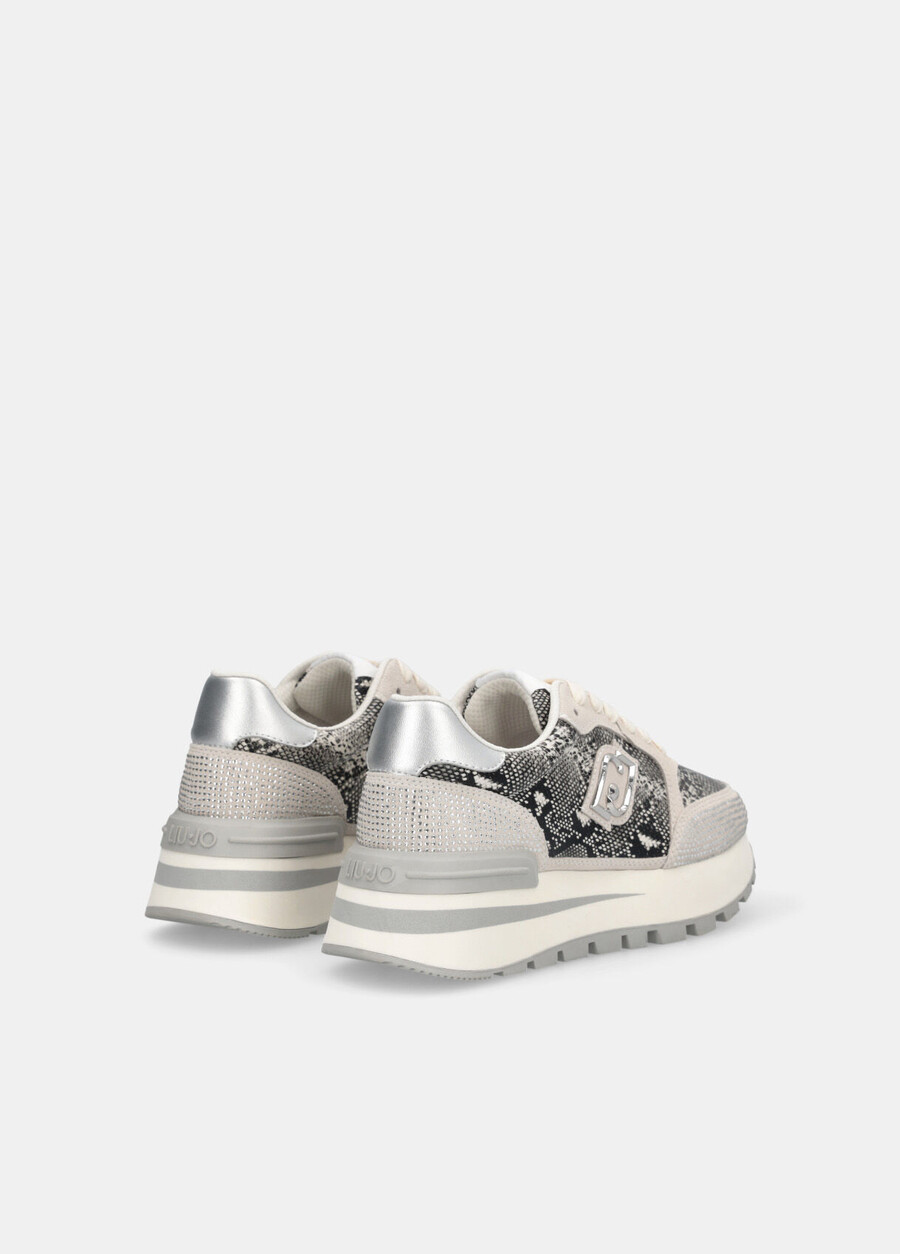 sneakers con stampa serpente e strass