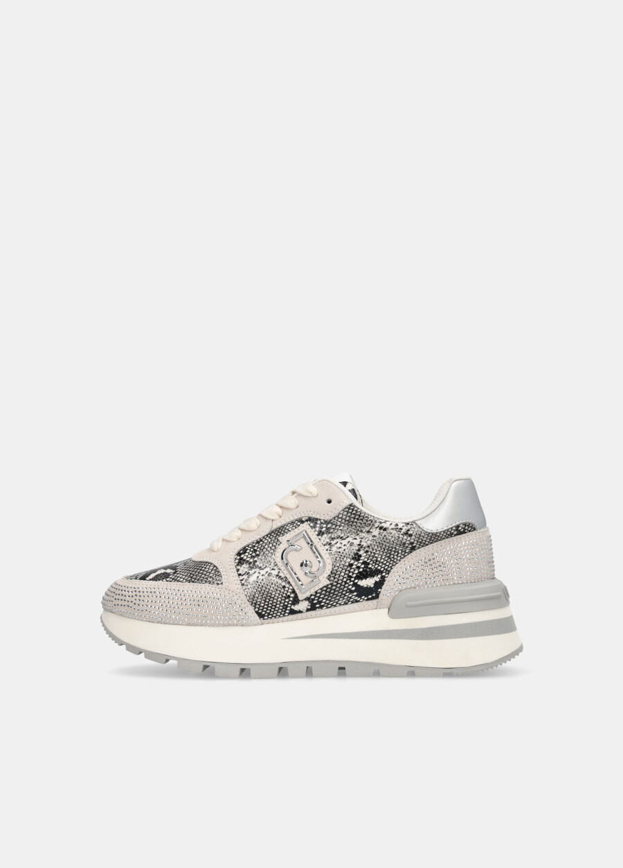 sneakers con stampa serpente e strass