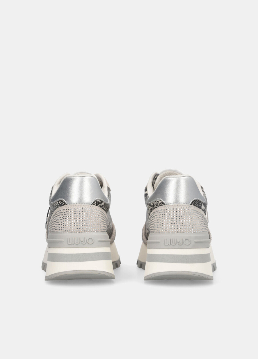 sneakers con stampa serpente e strass